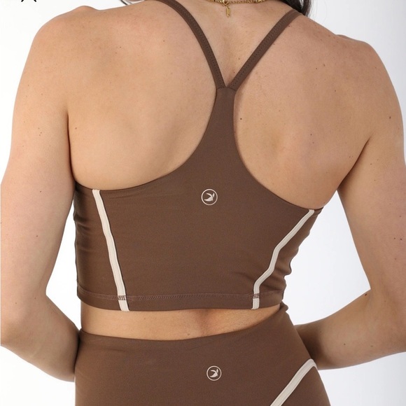 Glyder APEX Sports BRA- Chocolate Brown with oat milk stripe - NWT - Picture 3 of 6